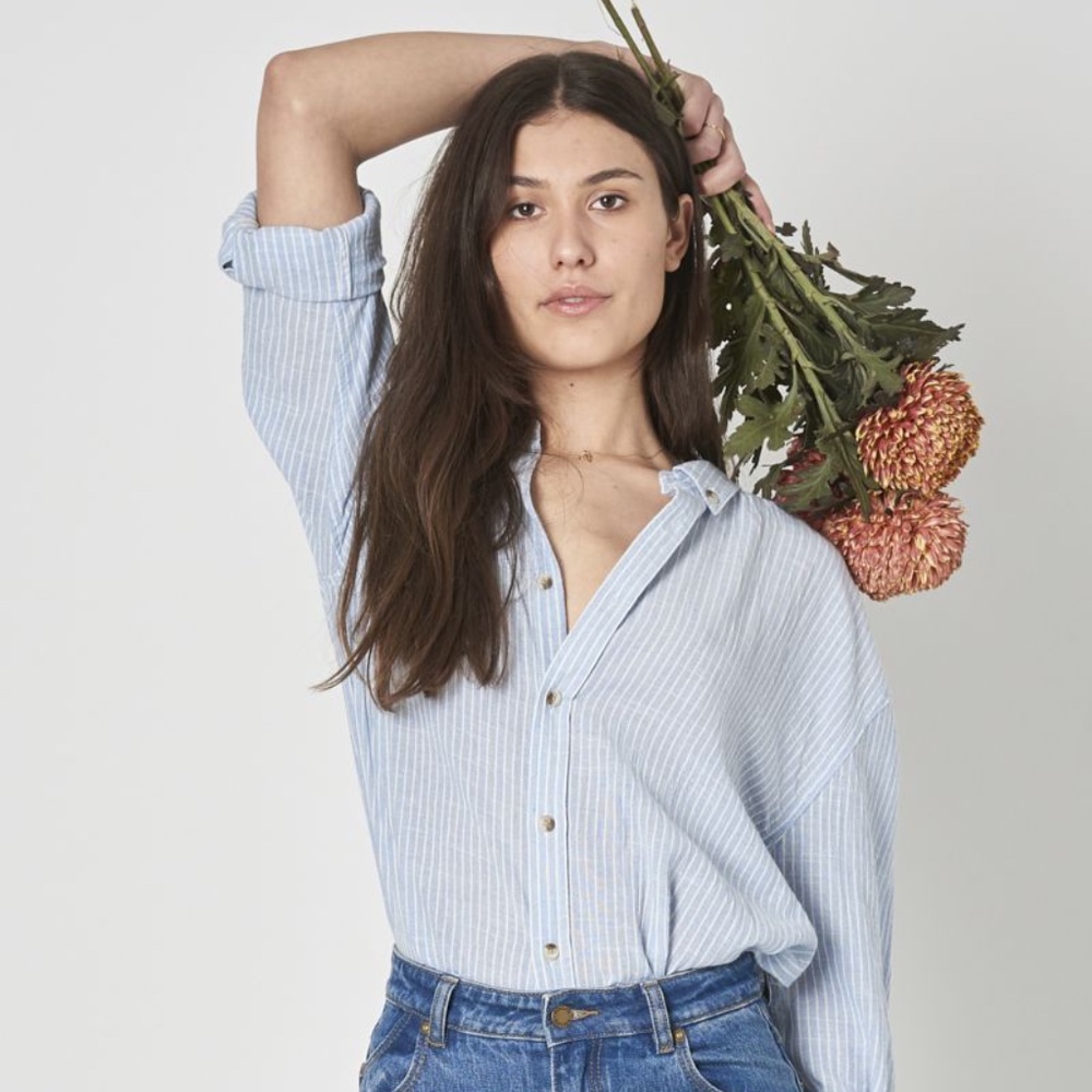 Rollas Slouch Stripe Button Down Shirt